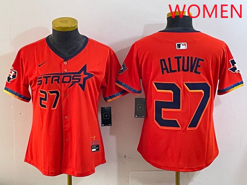 Women Houston Astros 27 Altuve Orange Fourth generation Joint Name Nike 2025 MLB Jersey style 4